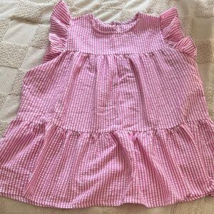 Pink Striped Ruffle Dress
